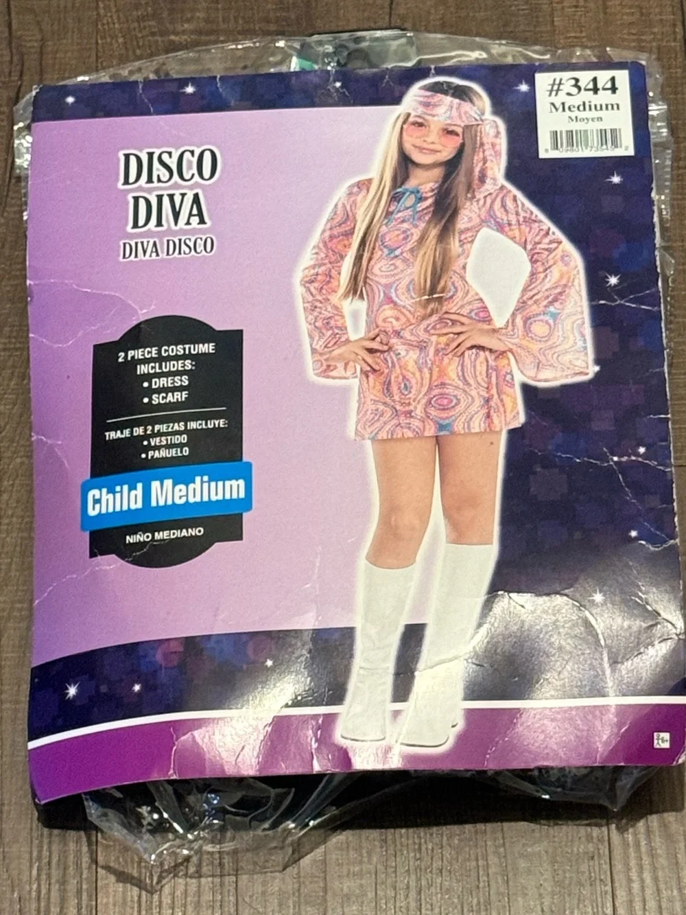 Disco Diva Kids Halloween Costume in Pink and Purple Swirl